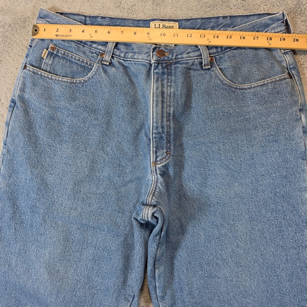 LL Bean Fleece Lined Jeans Mens 40x30 Blue Relaxed Fit Denim Winter Rugged Pants - Picture 6 of 9